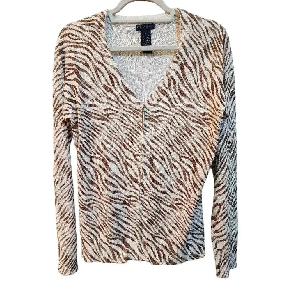 Birdy & Grace Zebra Zip Up Cardigan M